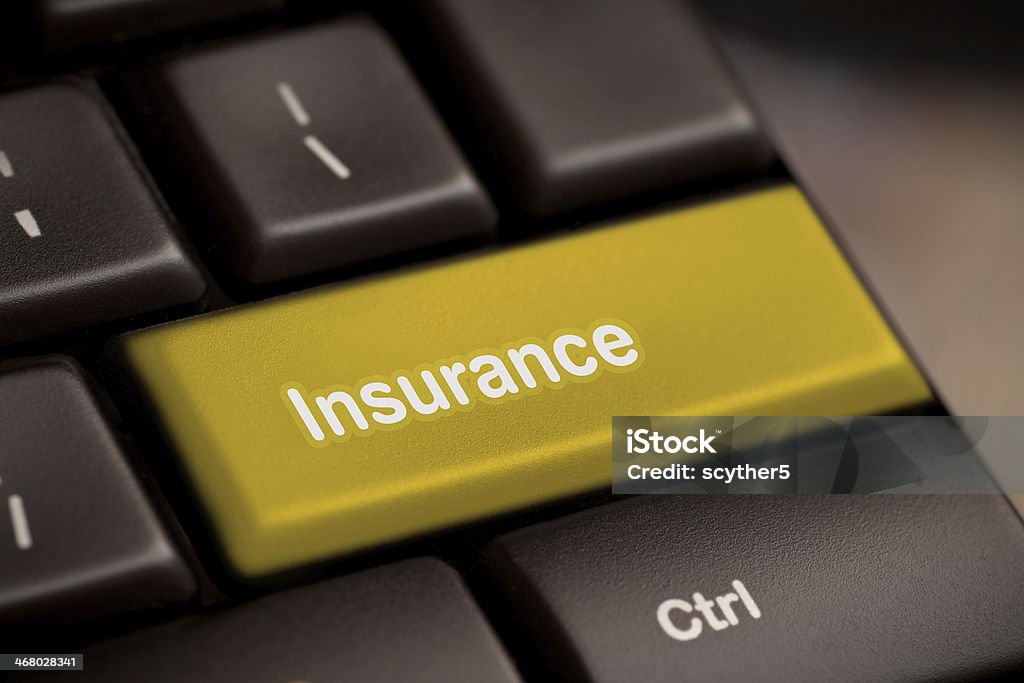 Close-up of hot key with insurance word on it Hot key for insurance Advertisement Stock Photo