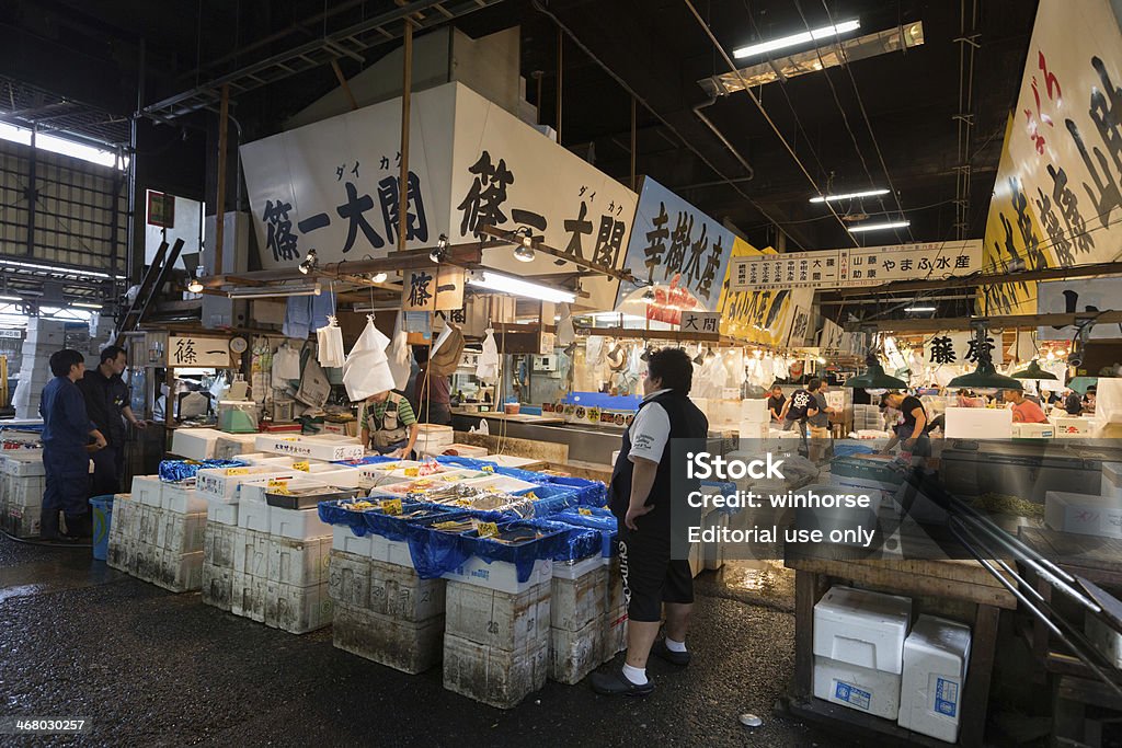築地市場で東京,日本 - 人物なしのロイヤリティフリーストックフォト
