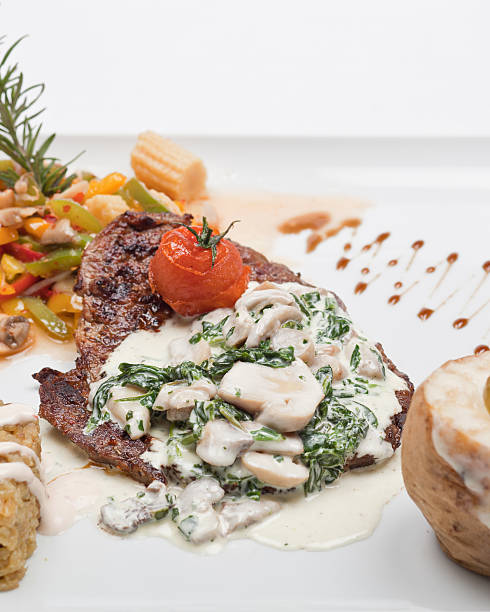 istock Grilled chicken breast with vegetables 468042250