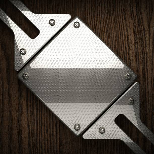 istock wooden background with metal element 468043492