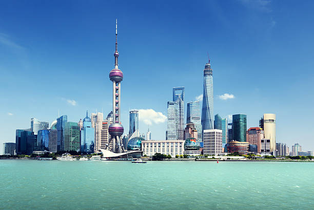 istock Shanghai city skyline over bay under blue sky 468043820