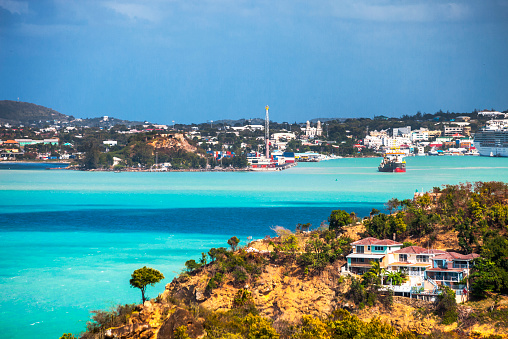 Caribbean town view. St John's, Antigua & Barbuda.