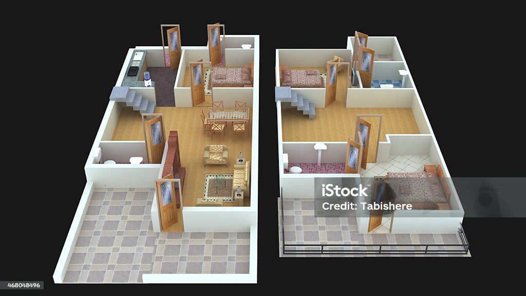 Interior Plan57 For Home Ground Floor And First Floor 3d Stock Photo ...