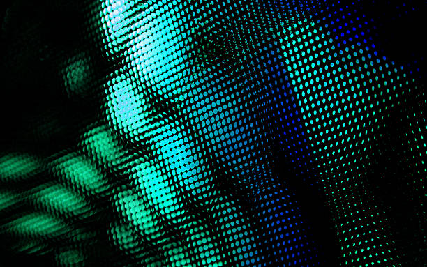 istock Green blue dots spots medical black background mesh abstract circles 468049998