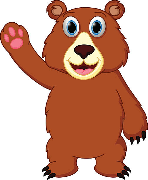 illustrations, cliparts, dessins animés et icônes de ours en dessin animé heureux agitant la main - fluffy bear cute friendship