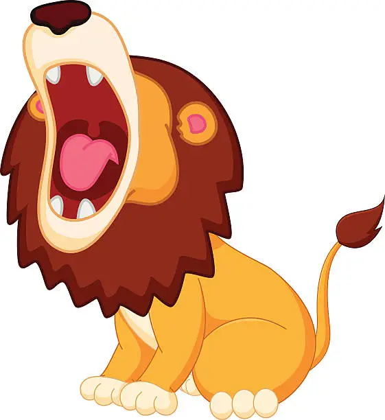 Vector illustration of Roaring lion cartoon