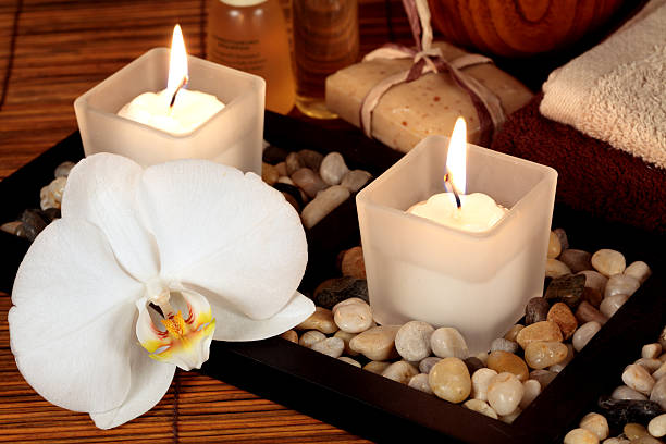 istock Spa Candles and Orchid 468051125