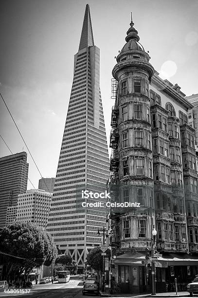 Buildings In A City Stock Photo - Download Image Now - Black And White, Photography, Architectural Feature