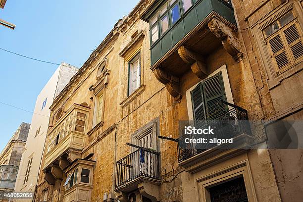 Traditional Enclosed Balconies In Malta Stock Photo - Download Image Now - Ancient, Antique, Arch - Architectural Feature