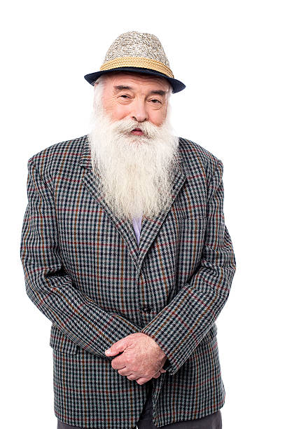istock Senior male posing with hat 468053136