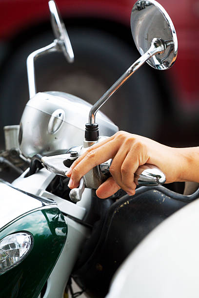istock Hand at break of motorcycle 468057569