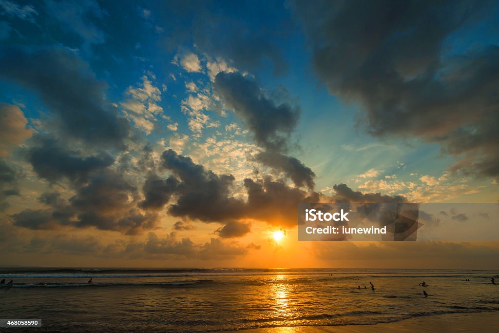 Kuta sunset Indian Ocean at beautiful Sunset, Kuta beach, Bali 2015 Stock Photo