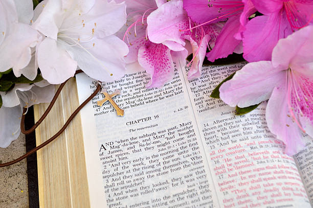 istock Easter Sunday with pink flowers 468058722