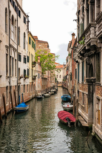 istock Long narrow straight channel in Venice 468058928