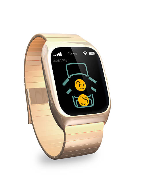 istock Car door lock and unlock by smart watch. 468060542