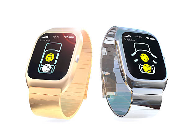 istock Car door lock and unlock by smart watches. 468060548