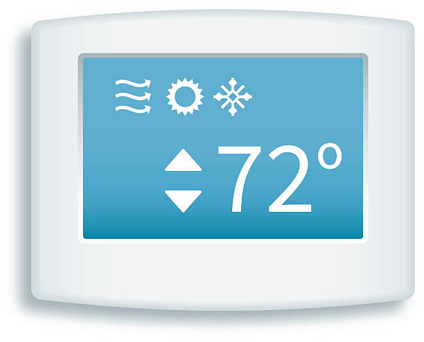 ilustrações de stock, clip art, desenhos animados e ícones de termostato digital de ecrã tátil - thermostat