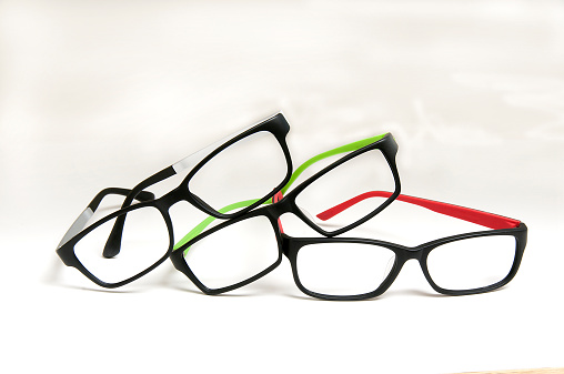 three frames with variations in color for selection at doctors office or purchasing frames