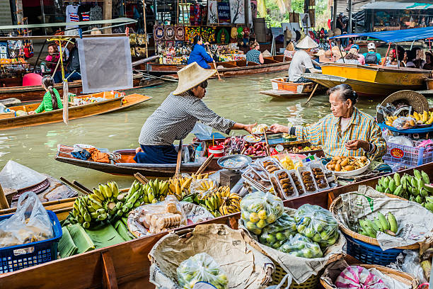 Amphawa bangkok floating market thailand stock photo