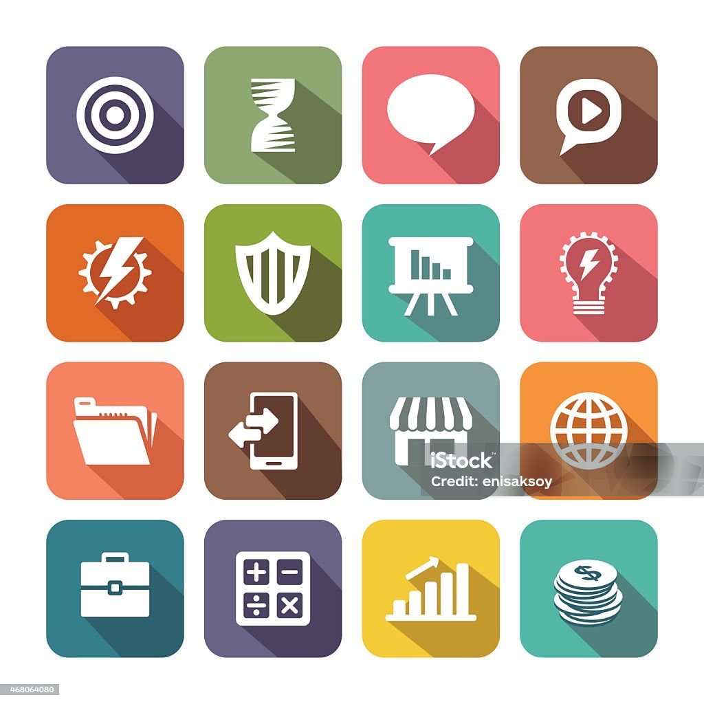 Conjunto de iconos planos para aplicaciones Web y móviles - arte vectorial de 2015 libre de derechos