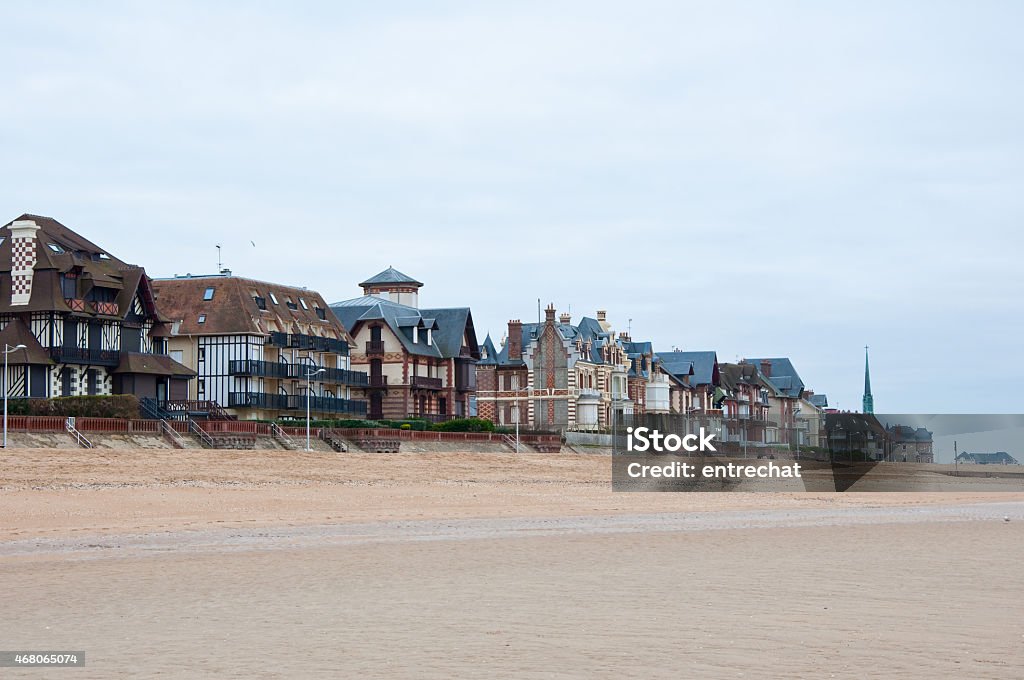 Houlgate architecture along the English Channel  in Normandy, France. Houlgate is a small tourist resort in northwestern France along the English Channel with a beach and a casino. 2015 Stock Photo