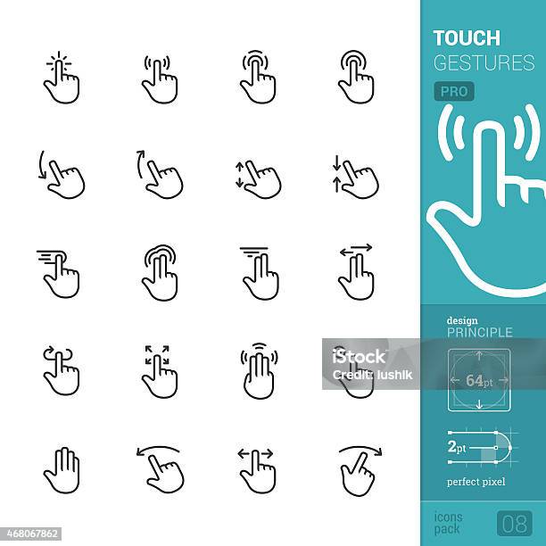 Touch Gestures Vector Icons Pro Pack Stock Illustration - Download Image Now - Icon Symbol, Smart Card, Touch Screen