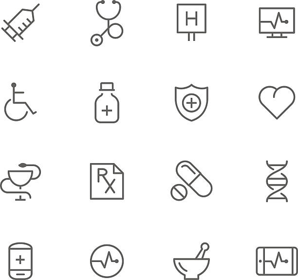 아이콘 세트, 의학 - rx symbol computer icon healthcare and medicine stock illustrations