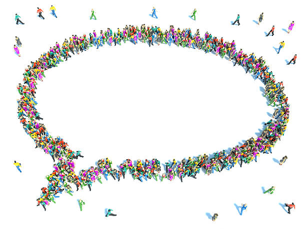 istock Diverse group people gathered together in shape spee 468068346