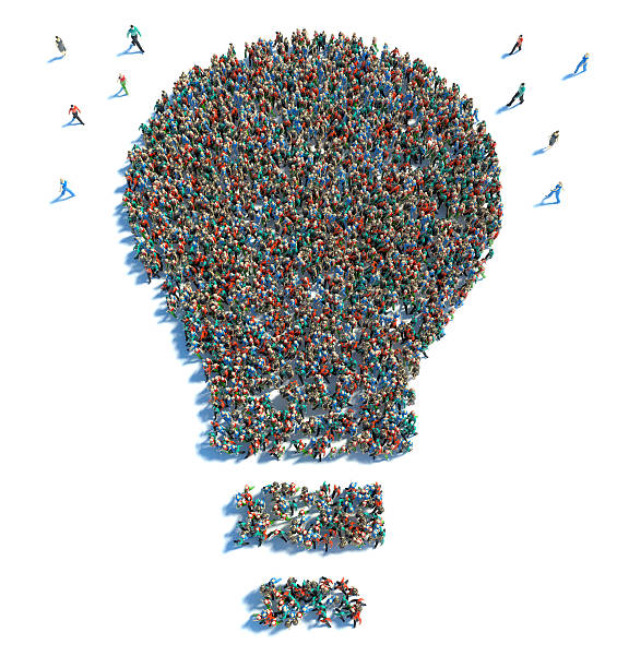 istock Large group of people stood in the form light bulbs 468068742