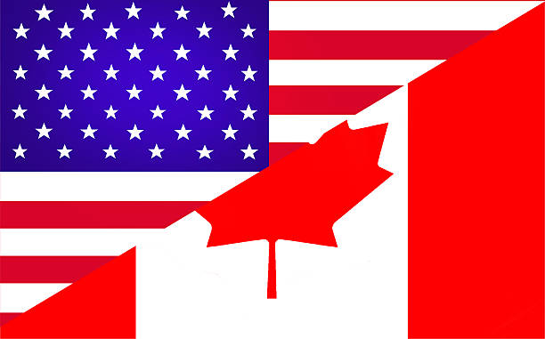 flagge der usa und kanada - canada american flag canadian culture usa stock-grafiken, -clipart, -cartoons und -symbole