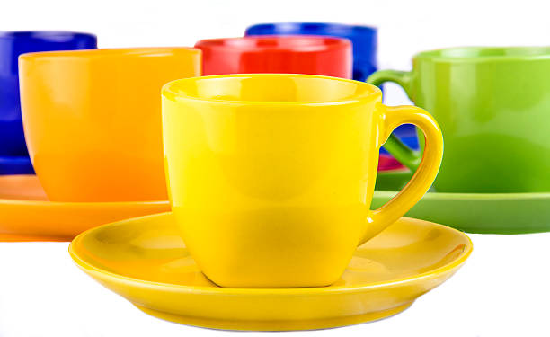 Design for advertising, colorful cups stock photo
