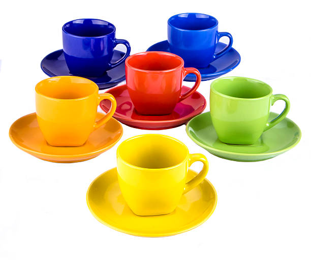 Design for advertising, colorful cups stock photo