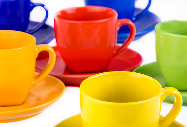 Design for advertising, colorful cups stock photo
