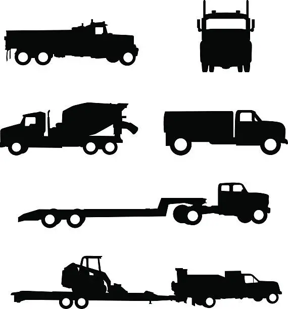 Vector illustration of Work truck silhouette illustrations