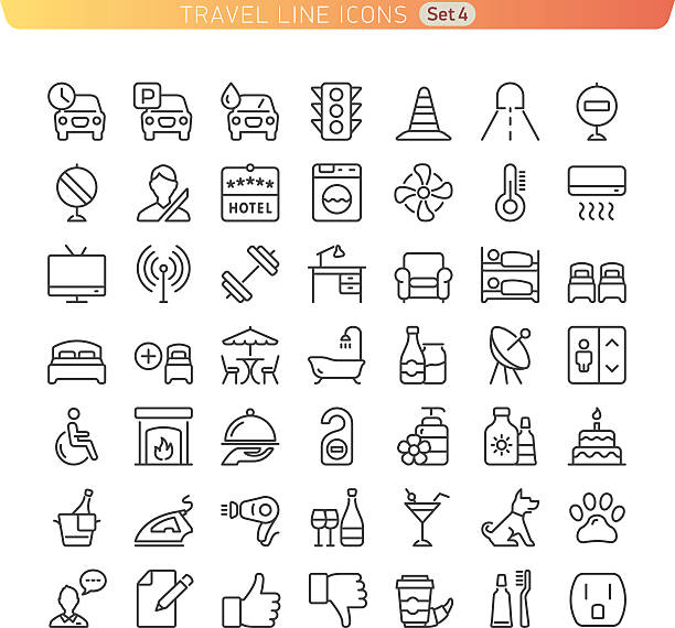 Travel Line Icons. Set 4 vector art illustration