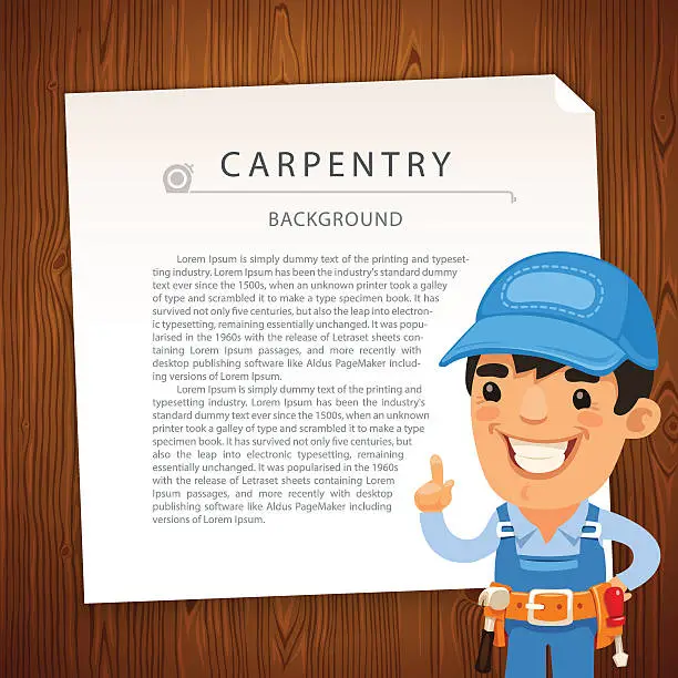 Vector illustration of Carpentry Background with Workman