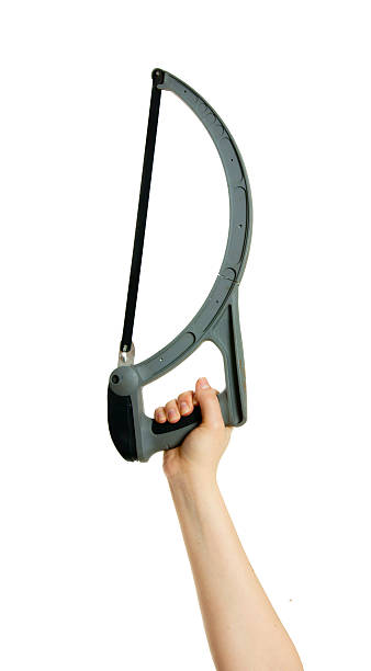 istock Saw in hand o white background 468073456