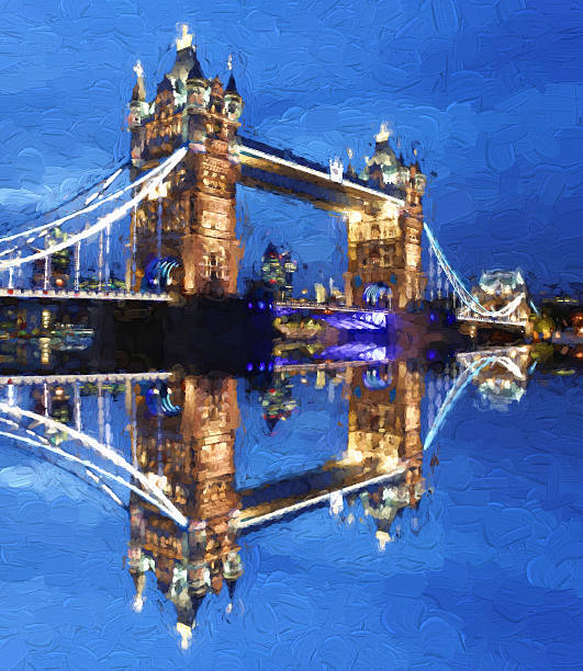 istock Tower Bridge in Artwork style in London, England 468074298