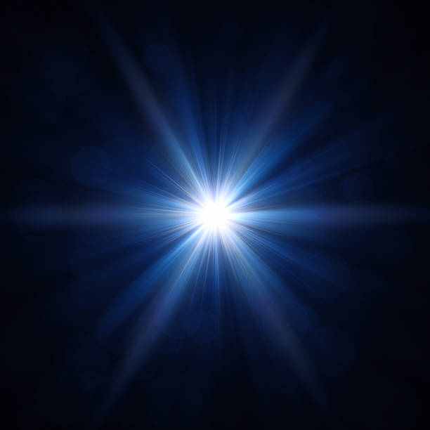 Blue Star Light Lighting background. 3D Render. glossy stock pictures, royalty-free photos & images