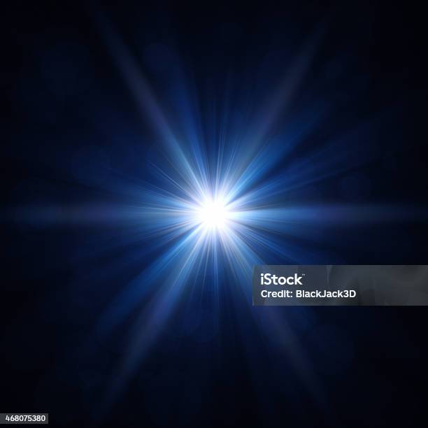 Blue Star Light Stock Photo - Download Image Now - Light - Natural Phenomenon, Lens Flare, Sunbeam