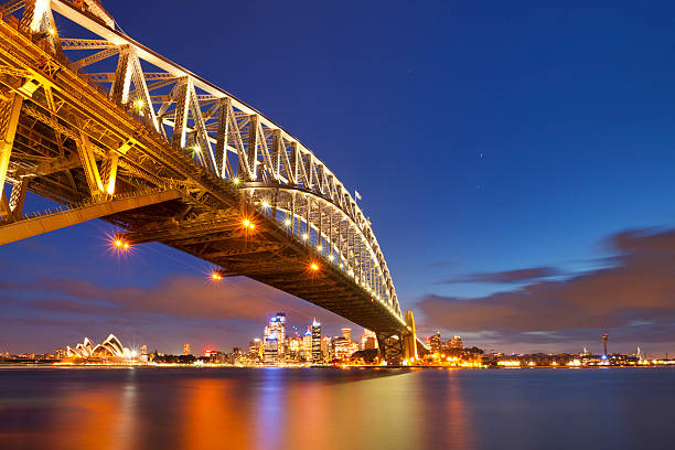 istock Harbour Bridge and Sydney skyline, Australia at night 468077854