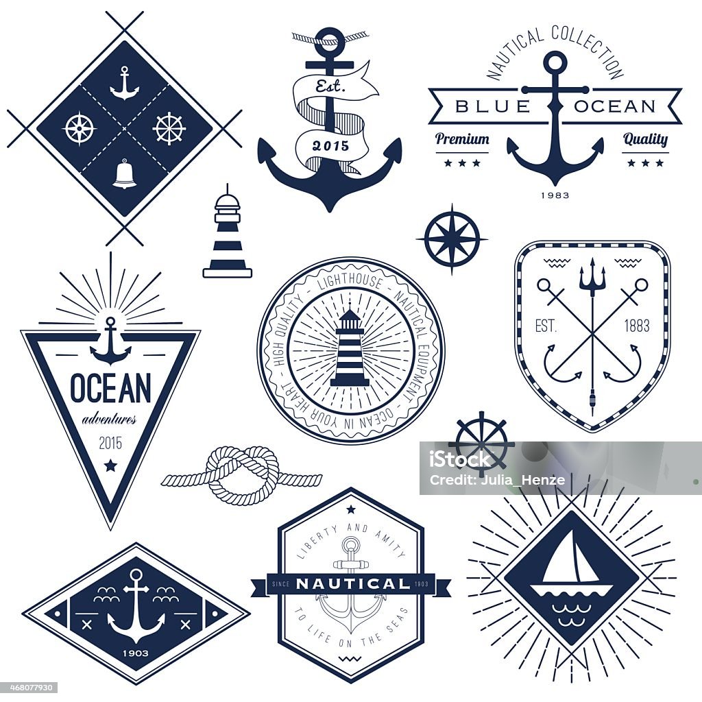 Set of nautical logos, badges and labels Nautical Vessel stock vector