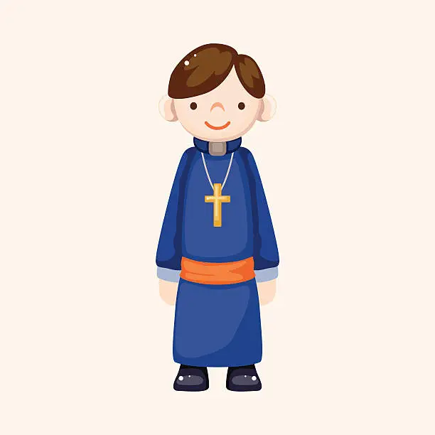 Vector illustration of pastor and nun theme elements