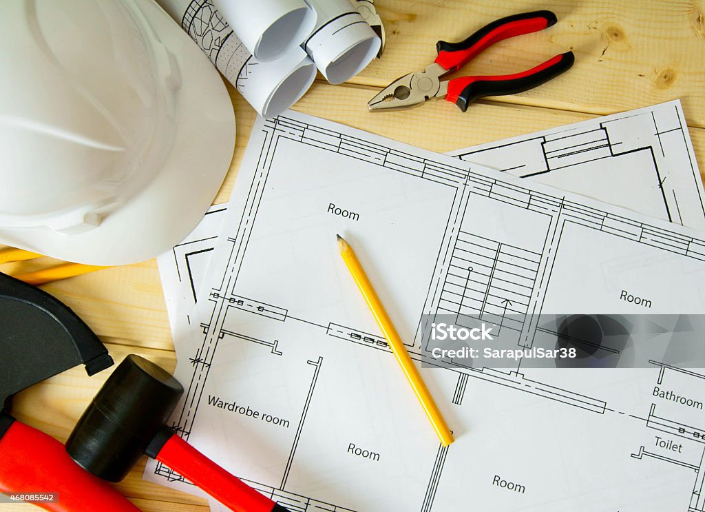 Building/tools Drawinhs House Construction Drawings For Building Helmet And Others Tools On ...