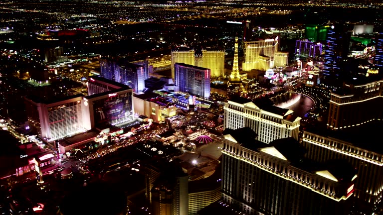 Las Vegas Strip Aerial View at Night