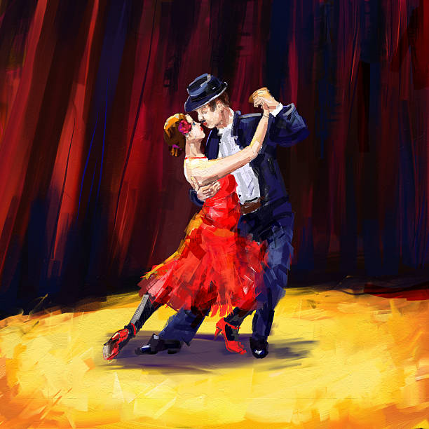 illustrations, cliparts, dessins animés et icônes de danseurs de tango - women illustration and painting sensuality color image