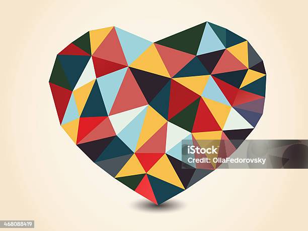 Origami Polygonal Heart Illustration Stock Illustration - Download Image Now - Abstract, Blue, Computer Graphic