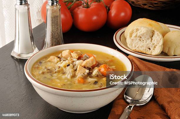 Chicken And Wild Rice Soup Stock Photo - Download Image Now - Wild Rice, Soup, Chicken Meat