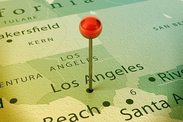 istock Los Angeles Map City Straight Pin Vintage 468091141