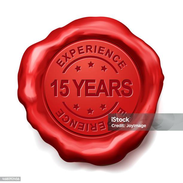 15 Years Red Wax Seal Stock Photo - Download Image Now - 14-15 Years, Expertise, Wisdom